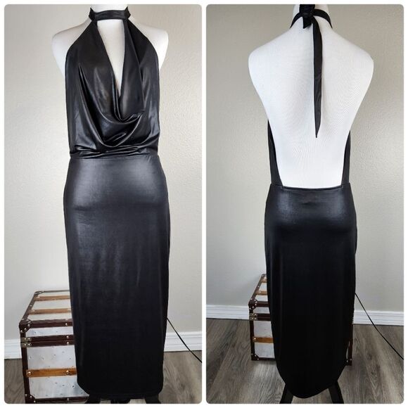 NBD Halter Open Back Cowl Neck Midi Dress size M - Picture 1 of 8